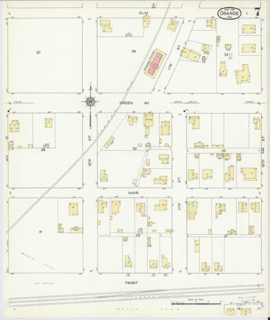 Sanborn Fire Insurance Map from Orange, Orange County, Texas (1914), Sheet #0007 - Historic Sanborn Fire Insurance Map Print, vintage old map wall art, antique decor, genealogy gift, Texas Texas map