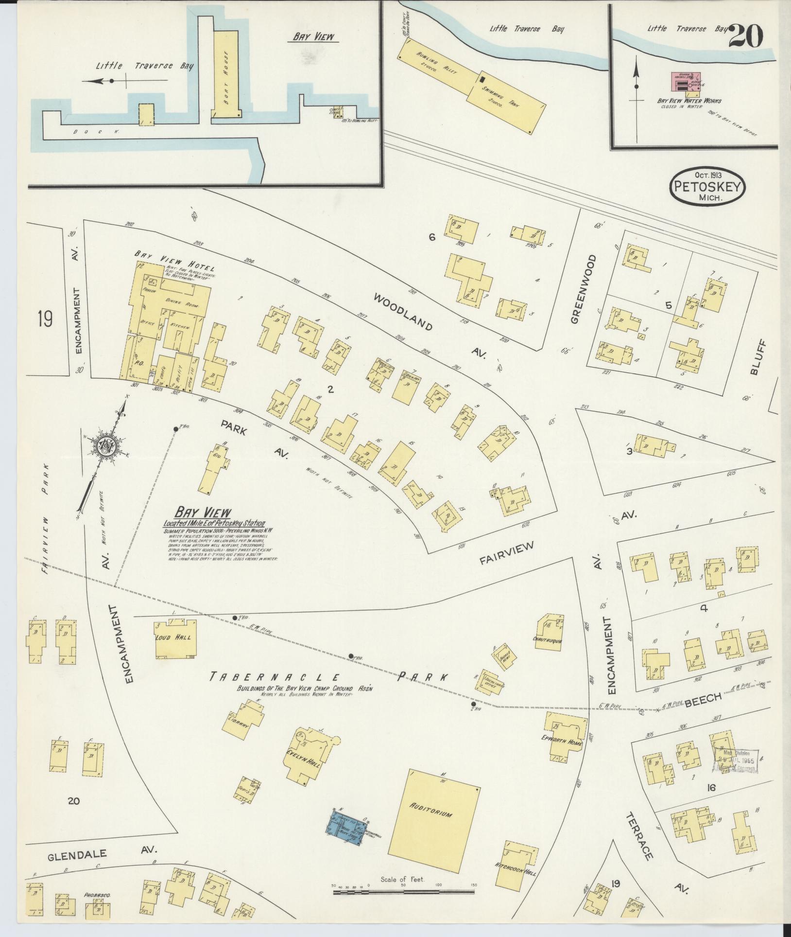 Sanborn Fire Insurance Map from Petoskey, Emmet County, Michigan (1913), Sheet #0020 - Complete Map Set gallery image, historic Sanborn map, vintage wall art, Michigan Michigan