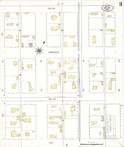 Sanborn Fire Insurance Map from Hailey, Blaine County, Idaho (1907), Sheet #0003 - Complete Map Set gallery image, historic Sanborn map, vintage wall art, Idaho Idaho
