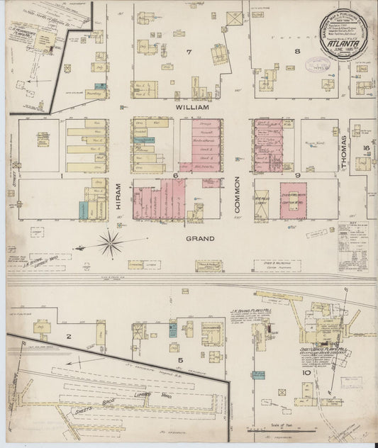 Sanborn Fire Insurance Map from Atlanta, Cass County, Texas (1885), Sheet #0001 - Historic Sanborn Fire Insurance Map Print, vintage old map wall art, antique decor, genealogy gift, Texas Texas map