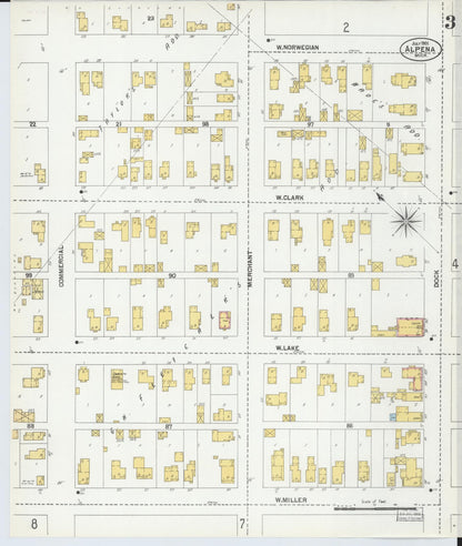 Sanborn Fire Insurance Map from Alpena, Alpena County, Michigan (1901), Sheet #0003 - Complete Map Set gallery image, historic Sanborn map, vintage wall art, Michigan Michigan