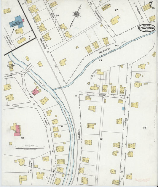 Sanborn Fire Insurance Map from Lonaconing, Allegany County, Maryland (1921), Sheet #0007 - Historic Sanborn Fire Insurance Map Print, vintage old map wall art