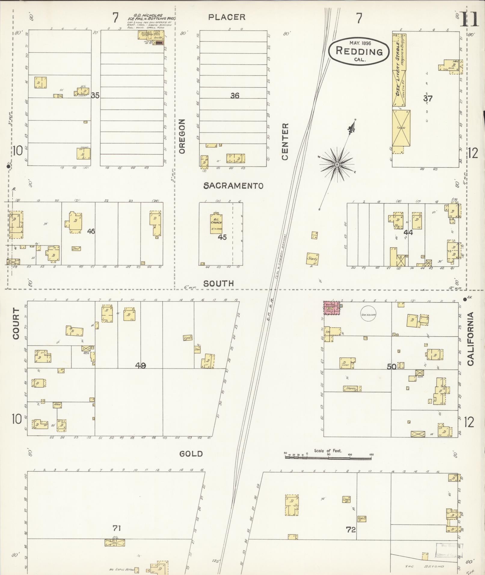 Sanborn Fire Insurance Map from Redding, Shasta County, California (1896), Sheet #0011 - Complete Map Set gallery image, historic Sanborn map, vintage wall art, California California