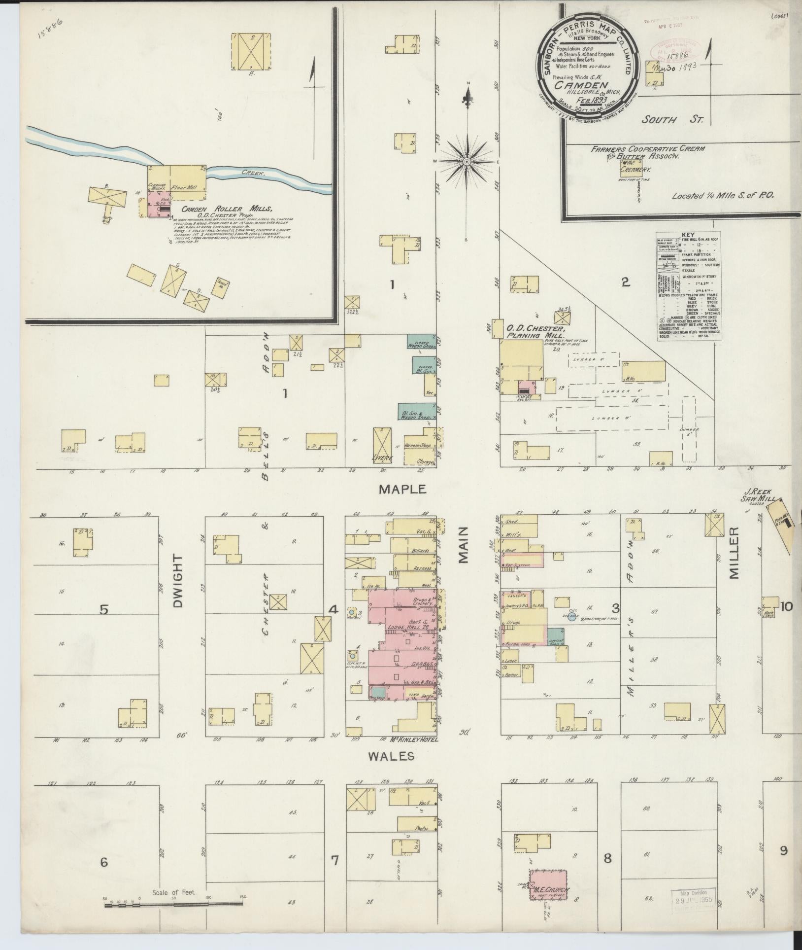 Sanborn Fire Insurance Map from Camden, Hillsdale County, Michigan (1893), Sheet #0001 - Historic Sanborn Fire Insurance Map Print, vintage old map wall art, antique decor, genealogy gift, Michigan Michigan map