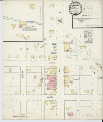 Sanborn Fire Insurance Map from Camden, Hillsdale County, Michigan (1893), Sheet #0001 - Historic Sanborn Fire Insurance Map Print, vintage old map wall art, antique decor, genealogy gift, Michigan Michigan map