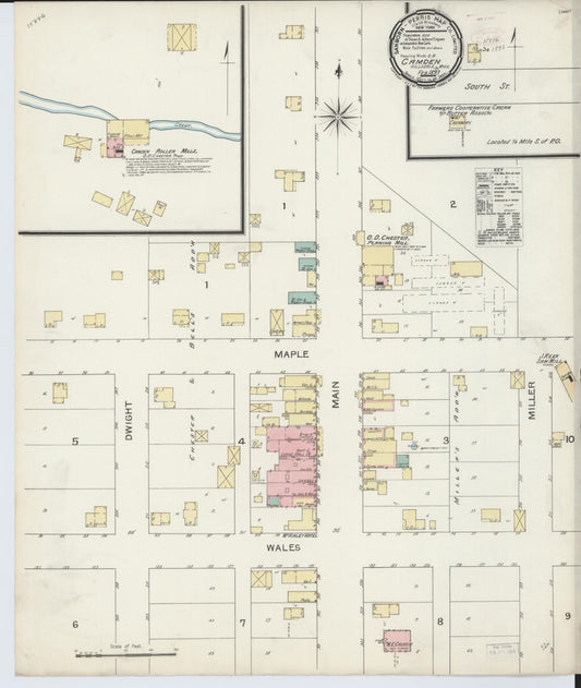 Sanborn Fire Insurance Map from Camden, Hillsdale County, Michigan (1893), Sheet #0001 - Historic Sanborn Fire Insurance Map Print, vintage old map wall art, antique decor, genealogy gift, Michigan Michigan map
