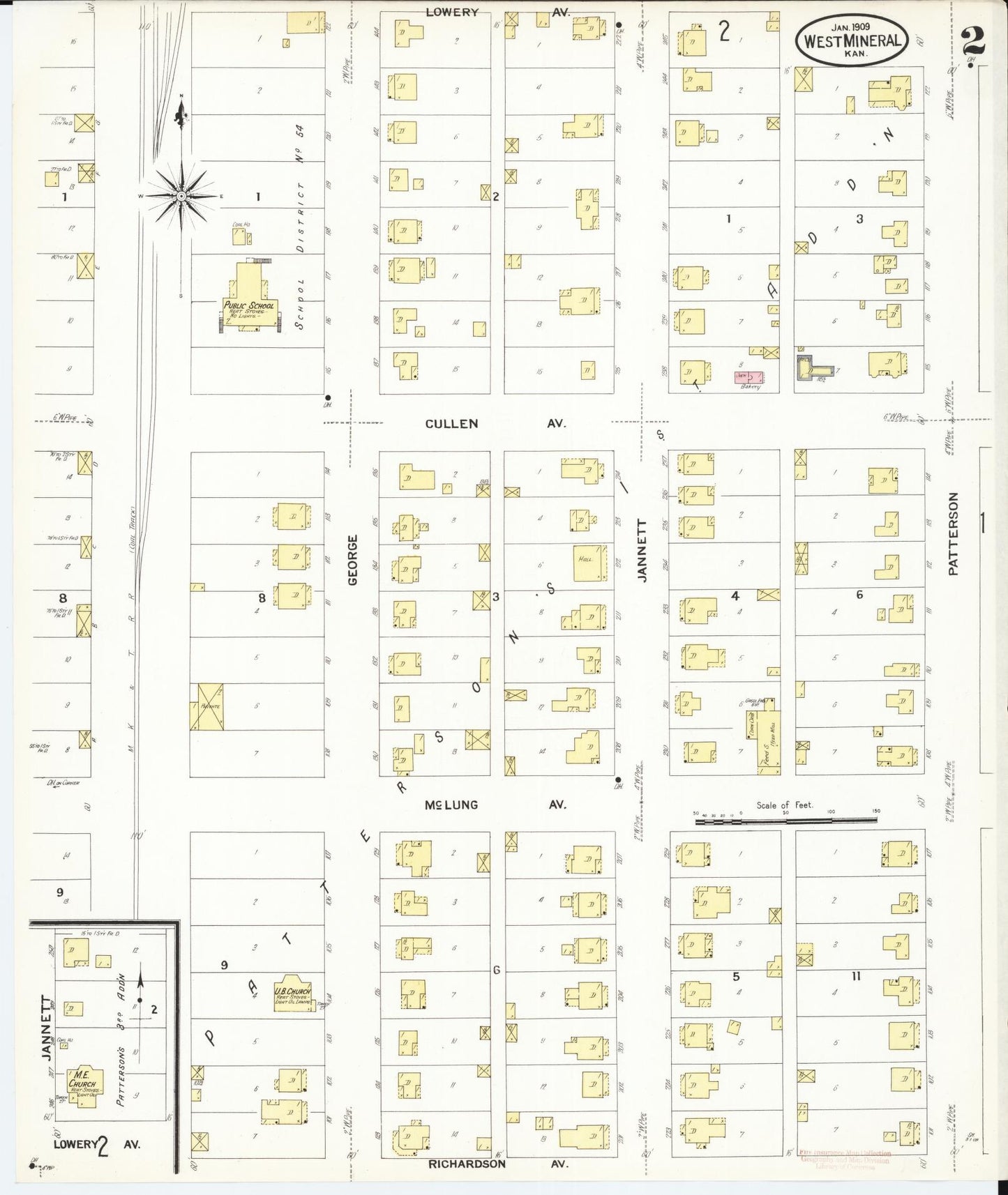 Sanborn Fire Insurance Map from West Mineral, Cherokee County, Kansas (1909), Sheet #0002 - Historic Sanborn Fire Insurance Map Print, vintage old map wall art, antique decor, genealogy gift, Kansas Kansas map