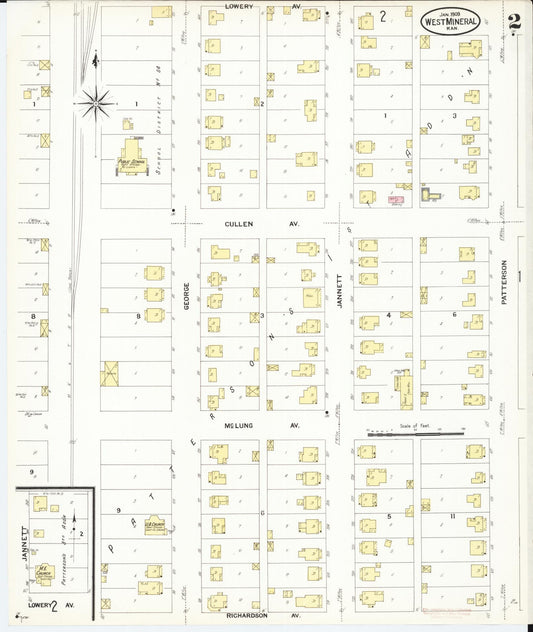 Sanborn Fire Insurance Map from West Mineral, Cherokee County, Kansas (1909), Sheet #0002 - Historic Sanborn Fire Insurance Map Print, vintage old map wall art, antique decor, genealogy gift, Kansas Kansas map