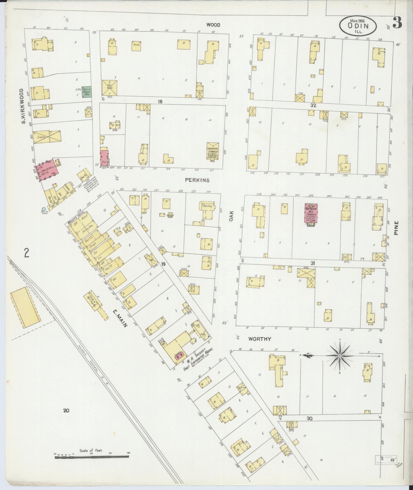 Sanborn Fire Insurance Map from Odin, Marion County, Illinois (1906), Sheet #0003 - Complete Map Set gallery image, historic Sanborn map, vintage wall art, Illinois Illinois
