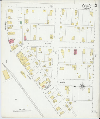 Sanborn Fire Insurance Map from Odin, Marion County, Illinois (1906), Sheet #0003 - Complete Map Set gallery image, historic Sanborn map, vintage wall art, Illinois Illinois