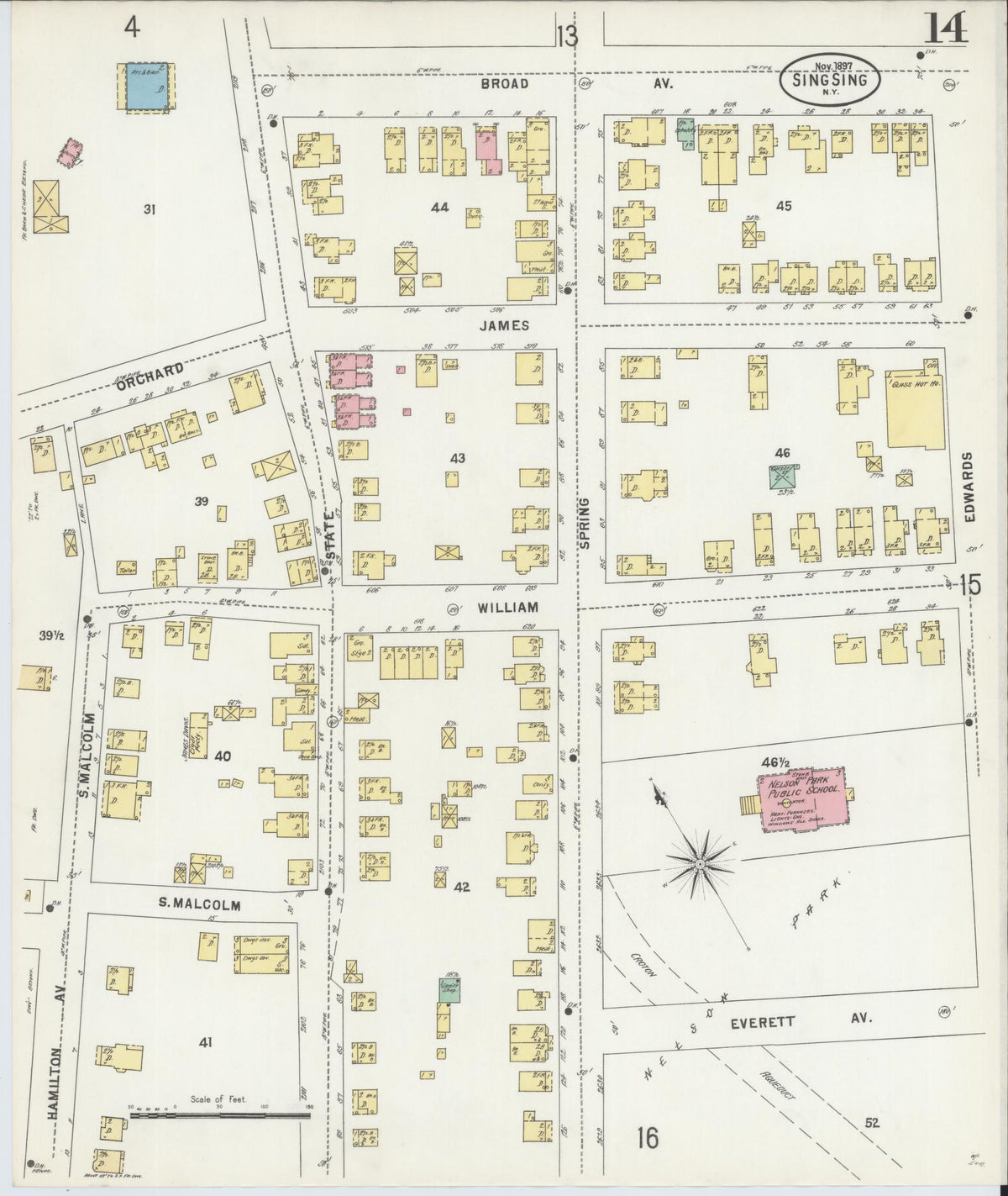 Sanborn Fire Insurance Map from Sing Sing, Westchester County, New York (1897), Sheet #0014 - Historic Sanborn Fire Insurance Map Print, vintage old map wall art, antique decor, genealogy gift, New York New York map