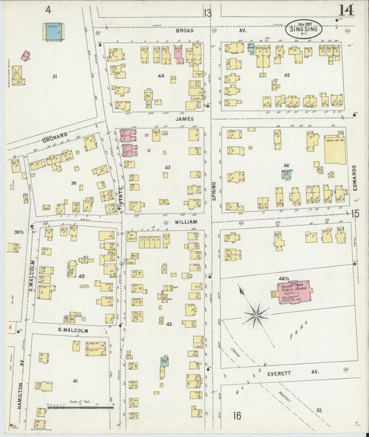 Sanborn Fire Insurance Map from Sing Sing, Westchester County, New York (1897), Sheet #0014 - Historic Sanborn Fire Insurance Map Print, vintage old map wall art, antique decor, genealogy gift, New York New York map