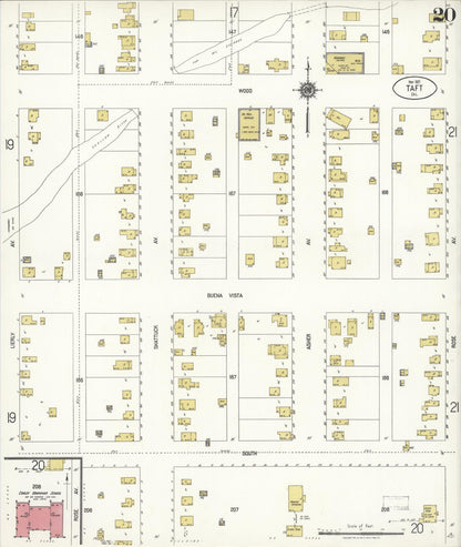 Sanborn Fire Insurance Map from Taft, Kern County, California (1921), Sheet #0020 - Complete Map Set gallery image, historic Sanborn map, vintage wall art, California California