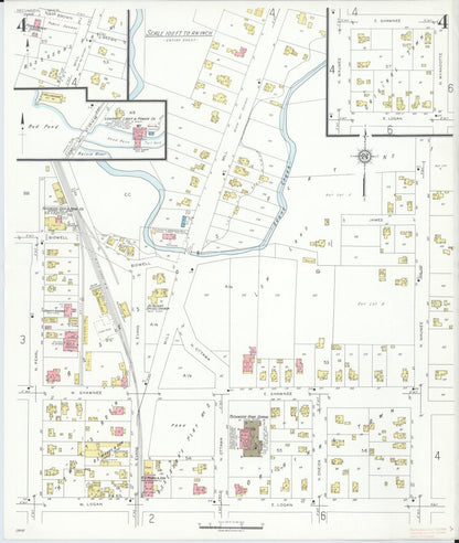 Sanborn Fire Insurance Map from Tecumseh, Lenawee County, Michigan (1935), Sheet #0004 - Historic Sanborn Fire Insurance Map Print, vintage old map wall art, antique decor, genealogy gift, Michigan Michigan map