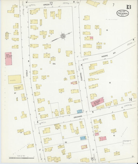 Sanborn Fire Insurance Map from Fredonia, Chautauqua County, New York (1912), Sheet #0013 - Historic Sanborn Fire Insurance Map Print, vintage old map wall art, antique decor, genealogy gift, New York New York map