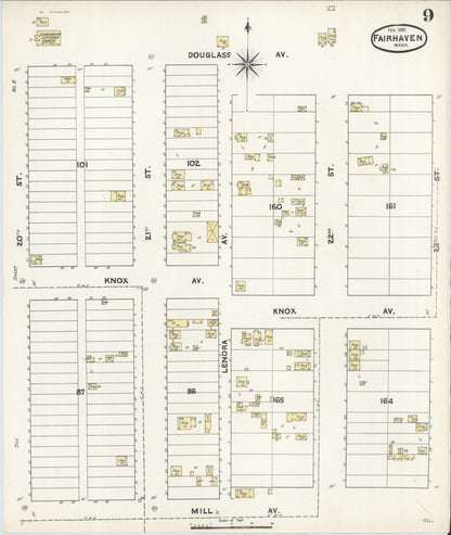 Sanborn Fire Insurance Map from Fairhaven [see also Bellingham and Sehome], Whatcom County, Washington (1891), Sheet #0009 - Complete Map Set gallery image, historic Sanborn map, vintage wall art, Washington Washington