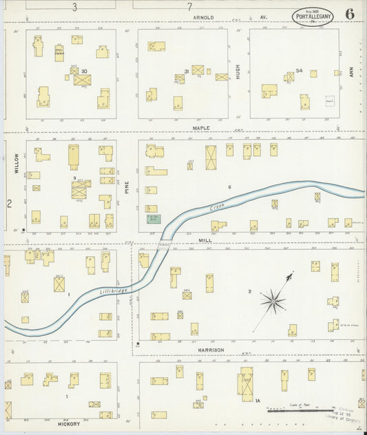 Sanborn Fire Insurance Map from Port Allegany, McKean County, Pennsylvania (1903), Sheet #0006 - Historic Sanborn Fire Insurance Map Print, vintage old map wall art, antique decor, genealogy gift, Pennsylvania Pennsylvania map