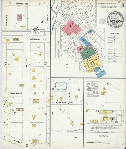 Sanborn Fire Insurance Map from Fort Gibson, Muskogee County, Oklahoma. (1904) – Historic Sanborn Fire Insurance Map Print