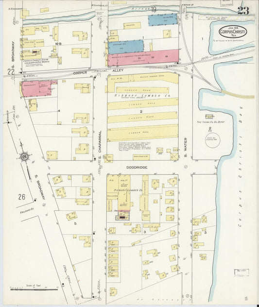 Sanborn Fire Insurance Map from Corpus Christi, Nueces County, Texas (1914), Sheet #0023 - Historic Sanborn Fire Insurance Map Print, vintage old map wall art, antique decor, genealogy gift, Texas Texas map