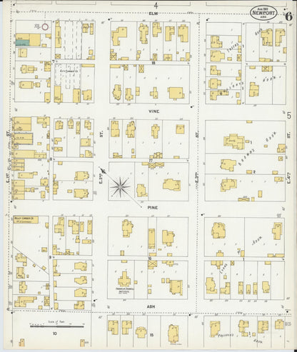 Sanborn Fire Insurance Map from Newport, Jackson County, Arkansas (1901), Sheet #0006 - Complete Map Set gallery image, historic Sanborn map, vintage wall art, Arkansas Arkansas