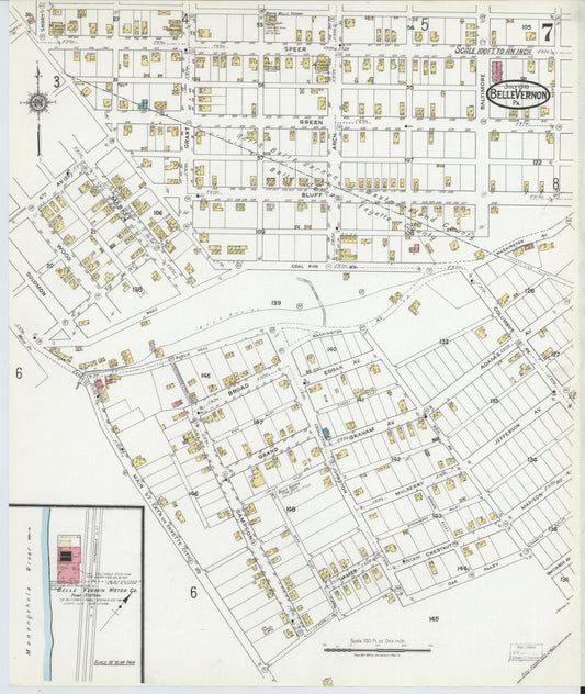 Sanborn Fire Insurance Map from Belle Vernon, Fayette County, Pennsylvania (1918), Sheet #0007 - Historic Sanborn Fire Insurance Map Print, vintage old map wall art, antique decor, genealogy gift, Pennsylvania Pennsylvania map