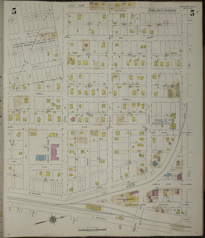 Sanborn Fire Insurance Map from Coalgate, Coal County, Oklahoma (1944), Sheet #0005 - Complete Map Set gallery image, historic Sanborn map, vintage wall art, Oklahoma Oklahoma