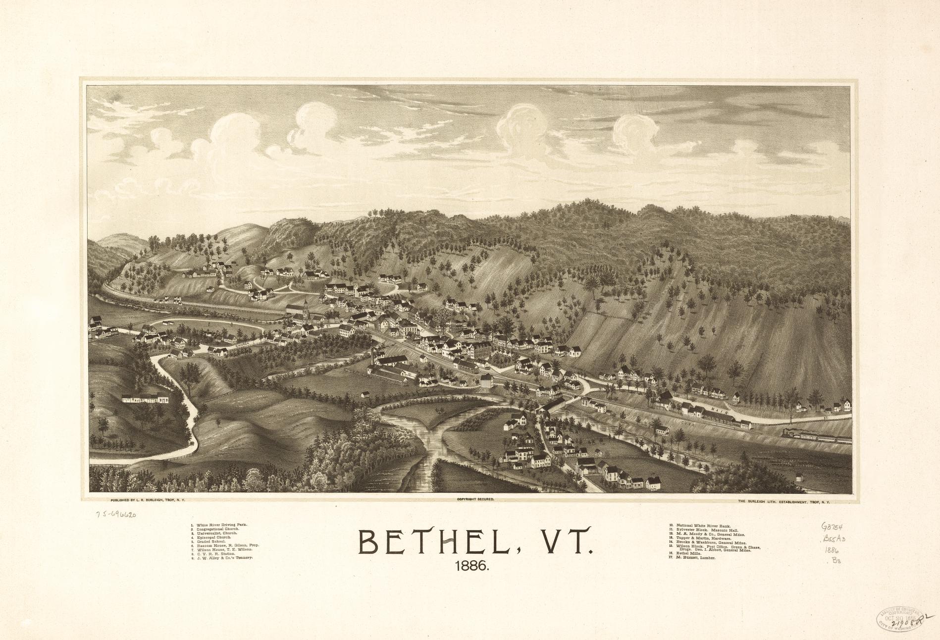 Bethel, Vt. 1886. (1886) – Historic Bird’s-Eye View Panorama Print