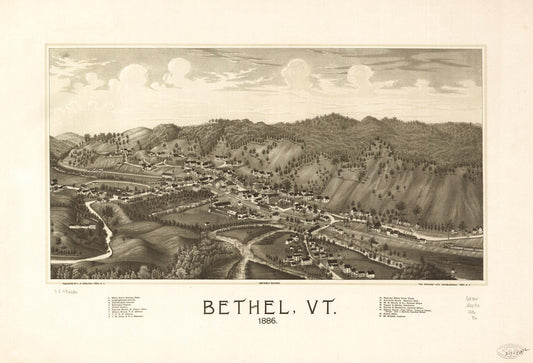 Bethel, Vt. 1886. (1886) – Historic Bird’s-Eye View Panorama Print