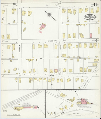 Sanborn Fire Insurance Map from Frostburg, Allegany County, Maryland (1910), Sheet #0011 - Complete Map Set gallery image, historic Sanborn map, vintage wall art, Maryland Maryland