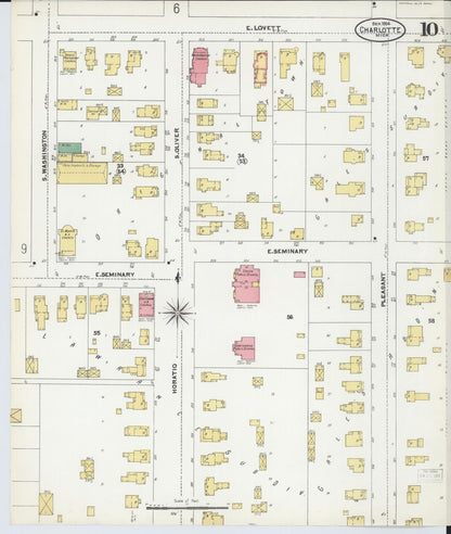 Sanborn Fire Insurance Map from Charlotte, Eaton County, Michigan (1904), Sheet #0010 - Complete Map Set gallery image, historic Sanborn map, vintage wall art, Michigan Michigan