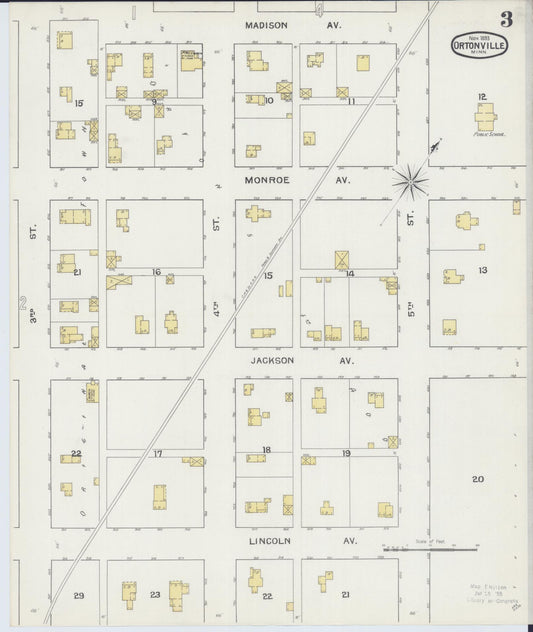Sanborn Fire Insurance Map from Ortonville, Big Stone County, Minnesota (1893), Sheet #0003 - Historic Sanborn Fire Insurance Map Print, vintage old map wall art, antique decor, genealogy gift, Minnesota Minnesota map