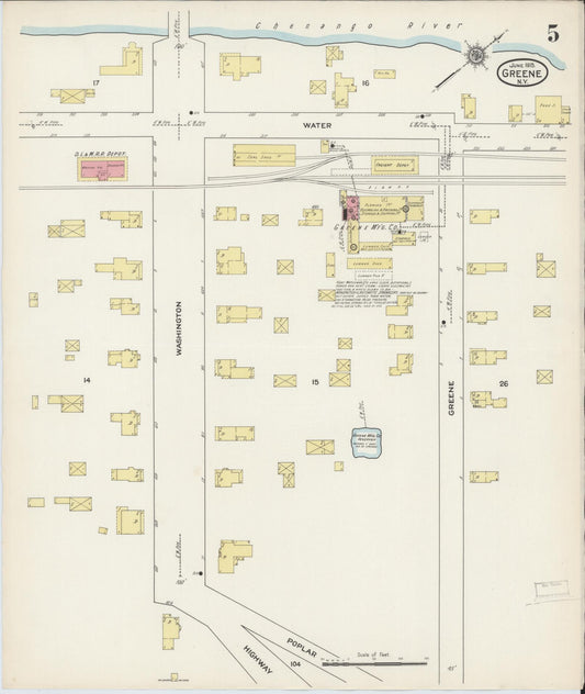 Sanborn Fire Insurance Map from Greene, Chenango County, New York (1915), Sheet #0005 - Historic Sanborn Fire Insurance Map Print, vintage old map wall art, antique decor, genealogy gift, New York New York map
