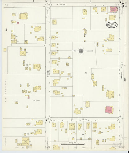 Sanborn Fire Insurance Map from Martin, Weakley County, Tennessee (1913), Sheet #0005 - Complete Map Set gallery image, historic Sanborn map, vintage wall art, Tennessee Tennessee