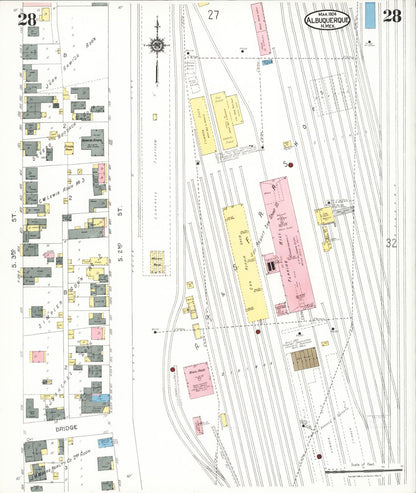 Sanborn Fire Insurance Map from Albuquerque, Bernalillo County, New Mexico (1924), Sheet #0028 - Complete Map Set gallery image, historic Sanborn map, vintage wall art, New Mexico New Mexico