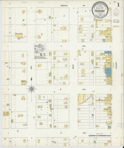 Sanborn Fire Insurance Map from Perkins, Payne County, Oklahoma (1903), Sheet #0001 - Complete Map Set gallery image, historic Sanborn map, vintage wall art, Oklahoma Oklahoma
