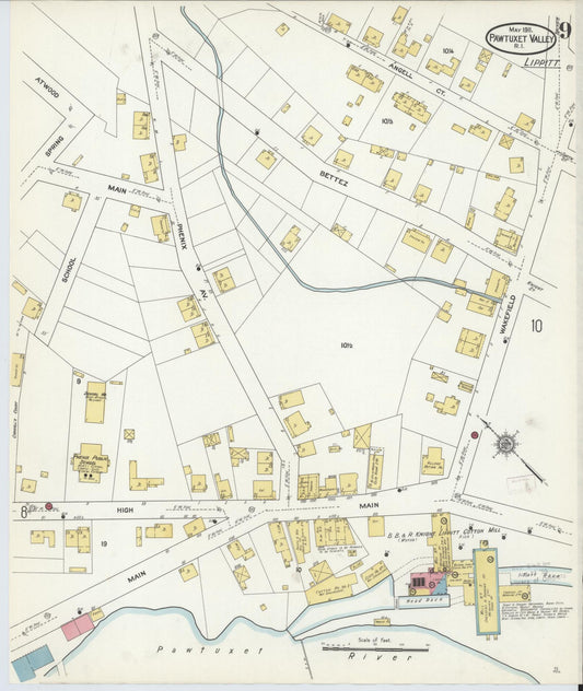 Sanborn Fire Insurance Map from Pawtuxet Valley, Kent and Providence Counties, Rhode Island (1911), Sheet #0009 - Historic Sanborn Fire Insurance Map Print, vintage old map wall art, antique decor, genealogy gift, Washington Washington map