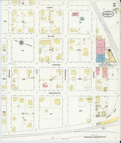 Sanborn Fire Insurance Map from Humboldt, Gibson County, Tennessee (1910), Sheet #0002 - Complete Map Set gallery image, historic Sanborn map, vintage wall art, Tennessee Tennessee