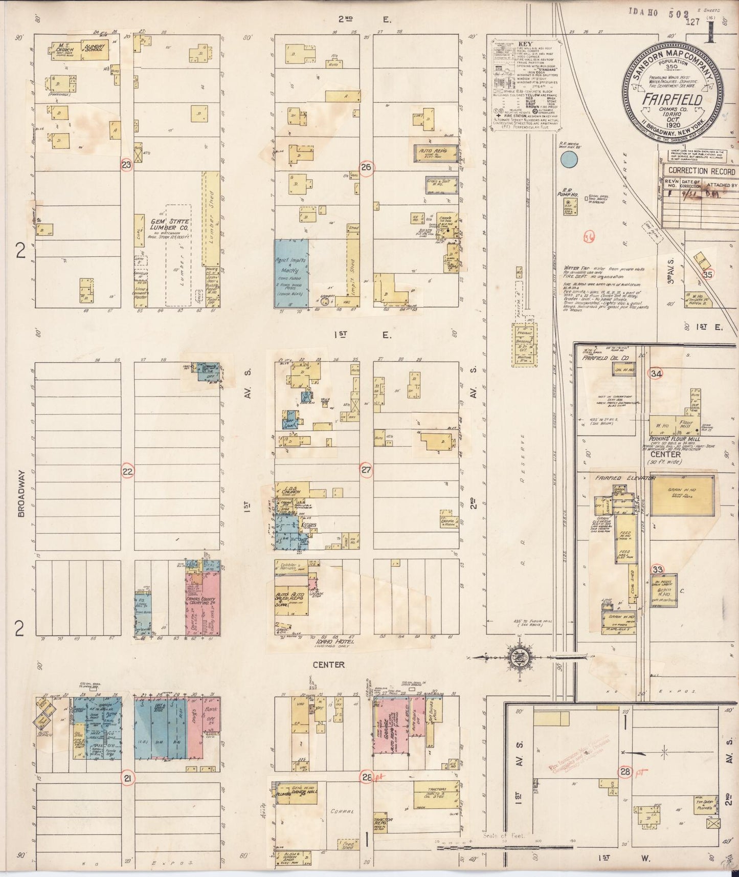 Sanborn Fire Insurance Map from Fairfield, Camas County, Idaho (1931), Sheet #0001 - Historic Sanborn Fire Insurance Map Print, vintage old map wall art, antique decor, genealogy gift, Idaho Idaho map