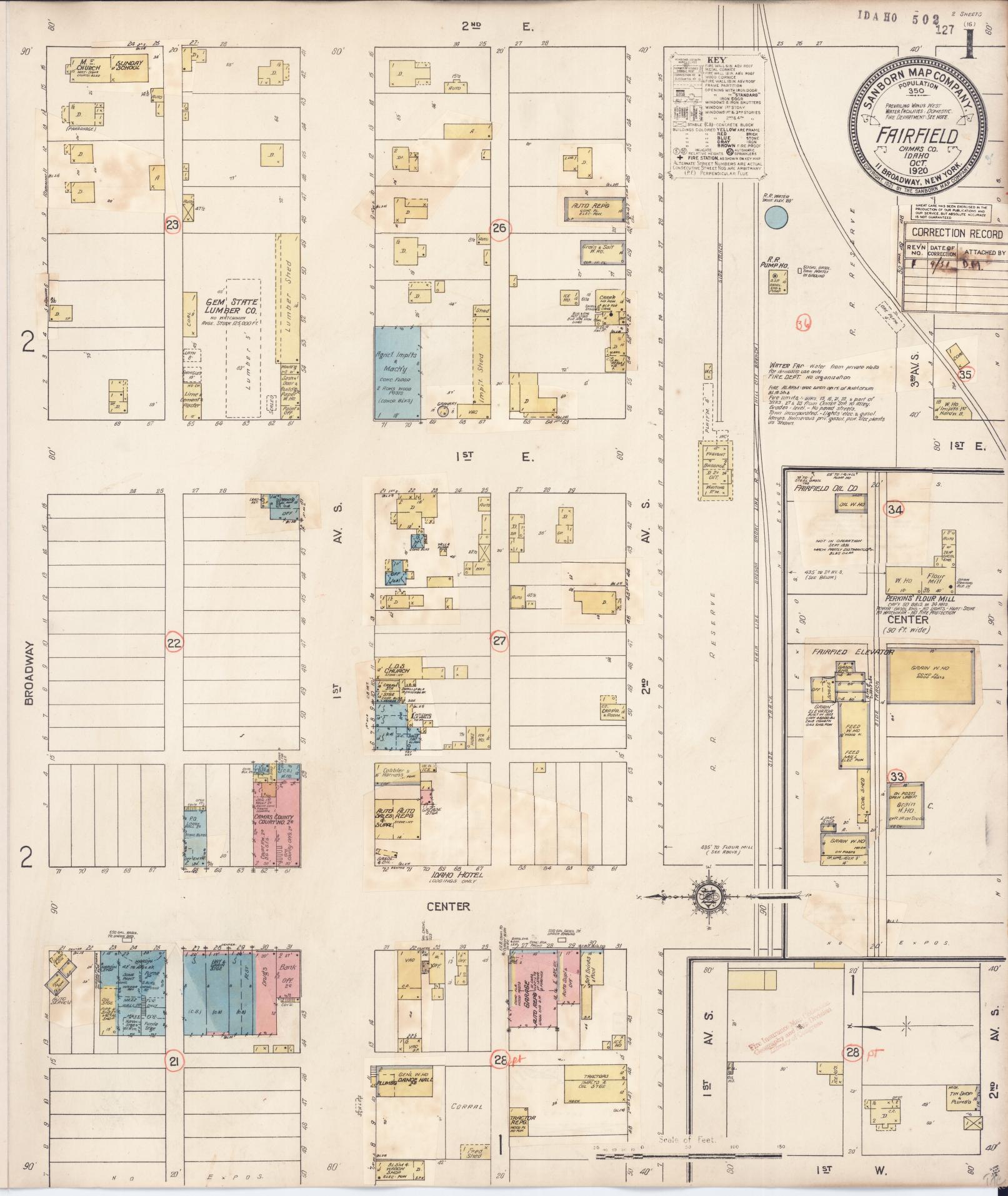 Sanborn Fire Insurance Map from Fairfield, Camas County, Idaho (1931), Sheet #0001 - Historic Sanborn Fire Insurance Map Print, vintage old map wall art, antique decor, genealogy gift, Idaho Idaho map