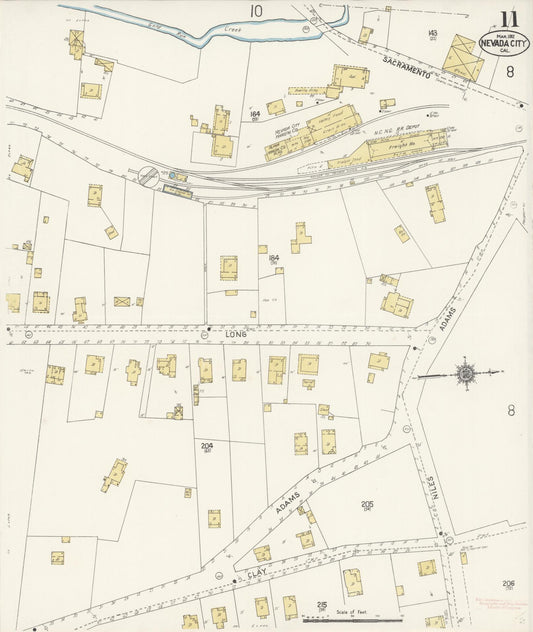 Sanborn Fire Insurance Map from Nevada City, Nevada County, California (1912), Sheet #0011 - Historic Sanborn Fire Insurance Map Print, vintage old map wall art, antique decor, genealogy gift, California California map