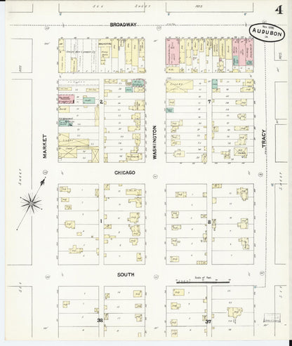 Sanborn Fire Insurance Map from Audubon, Audubon County, Iowa (1890), Sheet #0004 - Historic Sanborn Fire Insurance Map Print