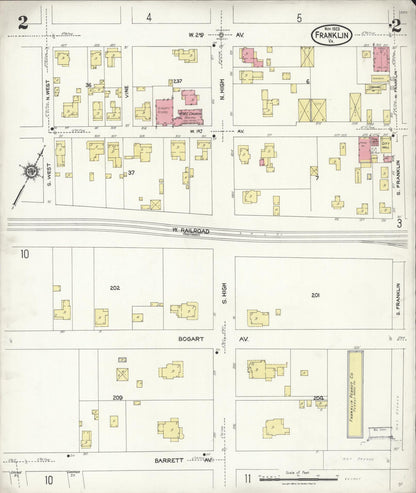 Sanborn Fire Insurance Map from Franklin, Independent Cities, Virginia (1923), Sheet #0002 - Complete Map Set gallery image, historic Sanborn map, vintage wall art, Virginia Virginia