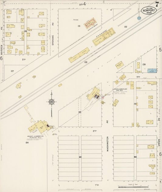 Sanborn Fire Insurance Map from Newport, Pend Orielle County, Washington (1912), Sheet #0007 - Historic Sanborn Fire Insurance Map Print, vintage old map wall art, antique decor, genealogy gift, Washington Washington map