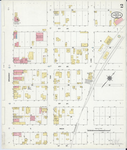 Sanborn Fire Insurance Map from Carver, Carver County, Minnesota (1911), Sheet #0002 - Historic Sanborn Fire Insurance Map Print, vintage old map wall art, antique decor, genealogy gift, Minnesota Minnesota map