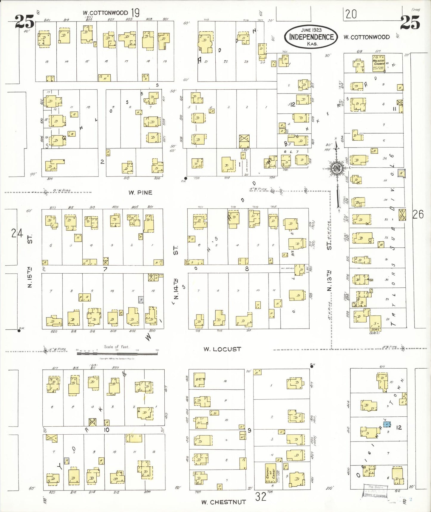 Sanborn Fire Insurance Map from Independence, Montgomery County, Kansas (1923), Sheet #0026 - Complete Map Set gallery image, historic Sanborn map, vintage wall art, Kansas Kansas