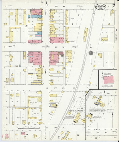 Sanborn Fire Insurance Map from Bristow, Creek County, Oklahoma (1910), Sheet #0002 - Complete Map Set gallery image, historic Sanborn map, vintage wall art, Oklahoma Oklahoma