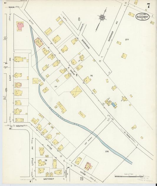 Sanborn Fire Insurance Map from Ridgway, Elk County, Pennsylvania (1915), Sheet #0007 - Historic Sanborn Fire Insurance Map Print, vintage old map wall art, antique decor, genealogy gift, Pennsylvania Pennsylvania map