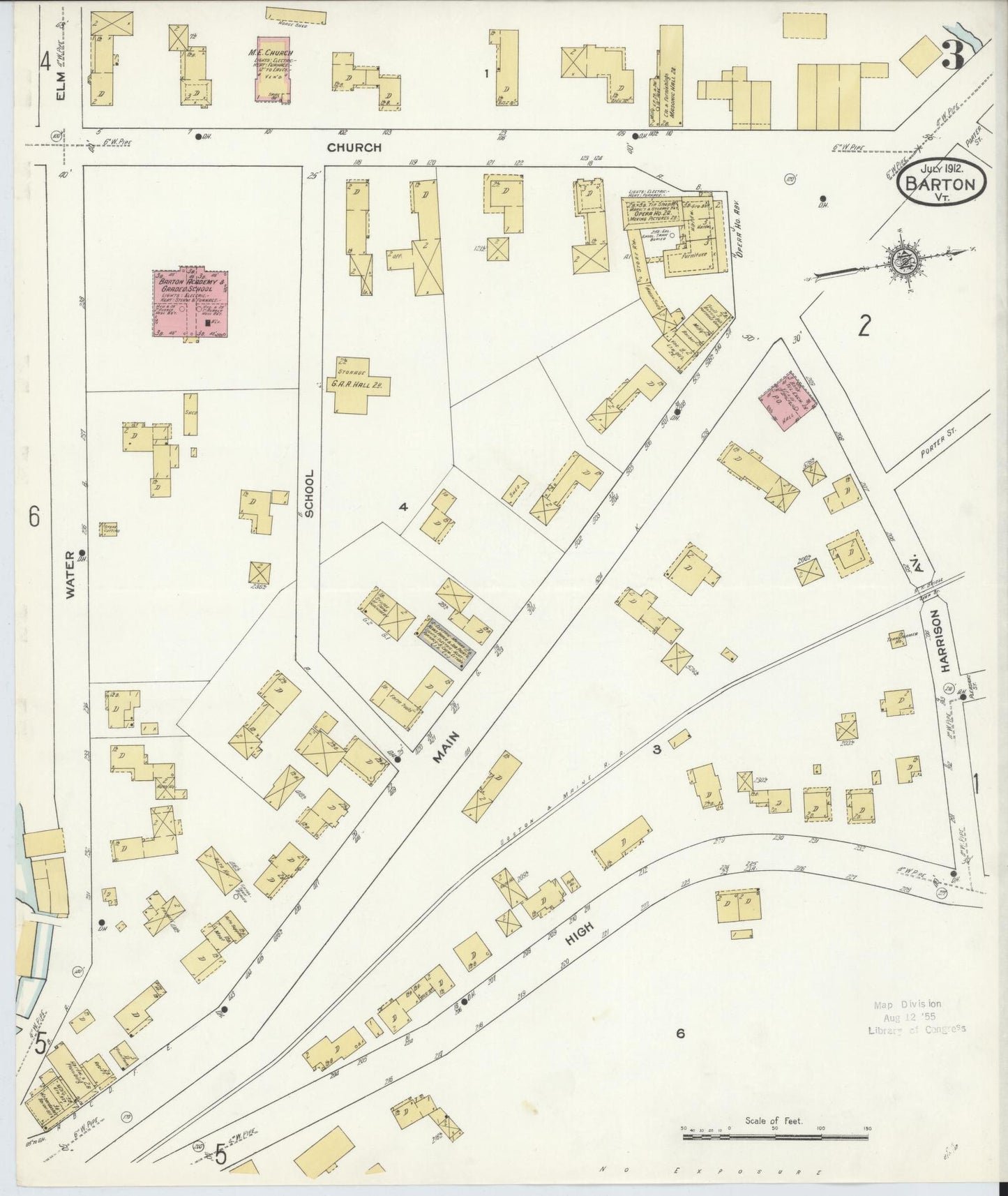 Sanborn Fire Insurance Map from Barton, Orleans County, Vermont (1912), Sheet #0003 - Complete Map Set gallery image, historic Sanborn map, vintage wall art, Vermont Vermont