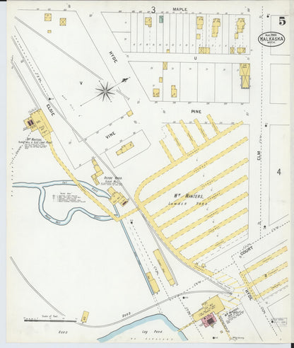 Sanborn Fire Insurance Map from Kalkaska, Kalkaska County, Michigan (1900), Sheet #0005 - Complete Map Set gallery image, historic Sanborn map, vintage wall art, Michigan Michigan