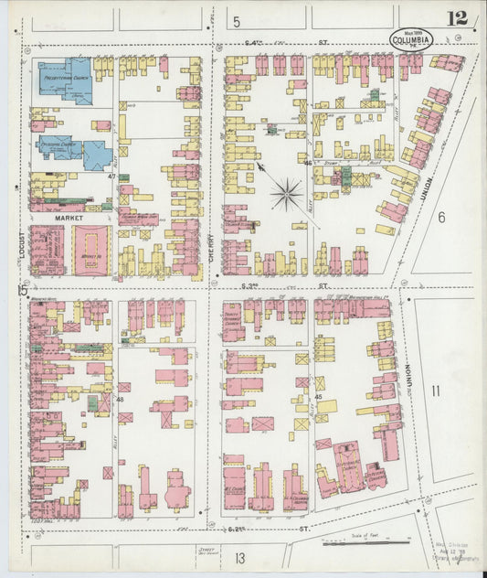 Sanborn Fire Insurance Map from Columbia, Lancaster County, Pennsylvania (1899), Sheet #0012 - Historic Sanborn Fire Insurance Map Print, vintage old map wall art, antique decor, genealogy gift, Pennsylvania Pennsylvania map